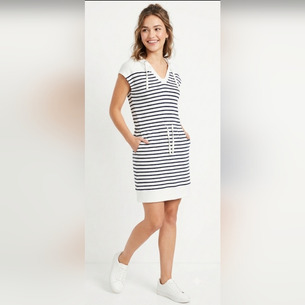 NWOT Maurices White and Navy Striped Hoodie Dress size:S